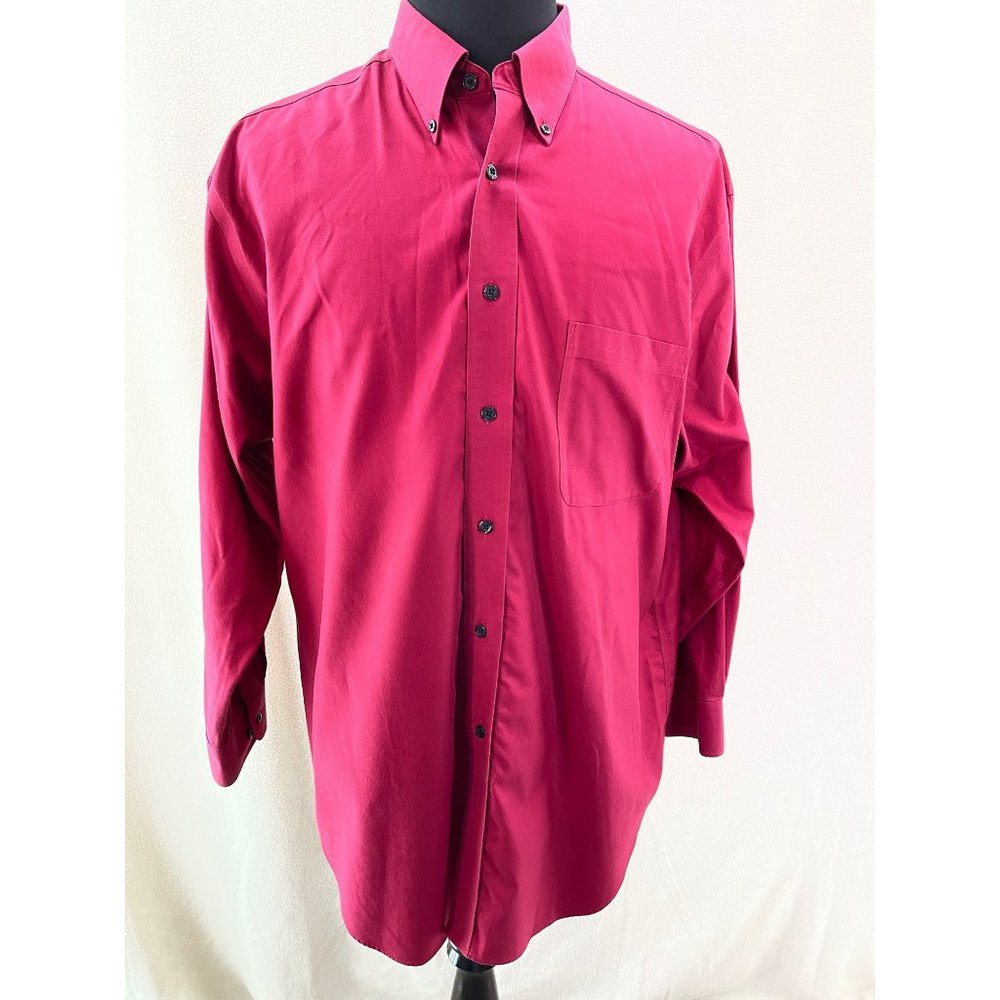 Turnbury Mens Red Solid Button-Down Dress Shirt, Size XL/34